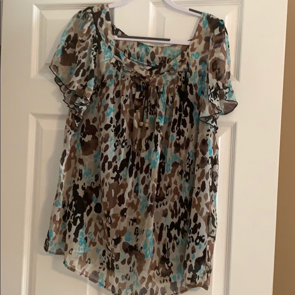 Brown animal print top